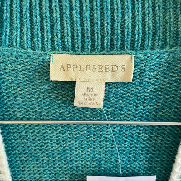 NWT Appleseed's Turquoise Cardigan Sweater Medium - Picture 5 of 10